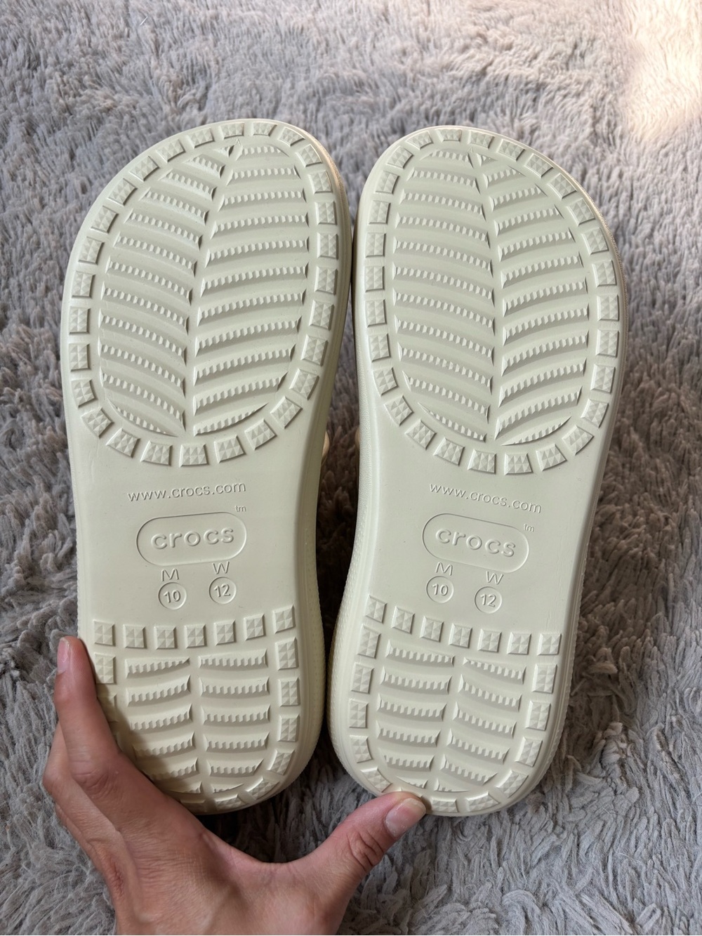 NWT CROCS Classic Cruch Platform Slide Sandals in Bone Men 10 women 12 - Picture 5 of 8